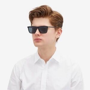 Saint Laurent Matte Black Men’s Sunglasses with Dark Gray Lenses